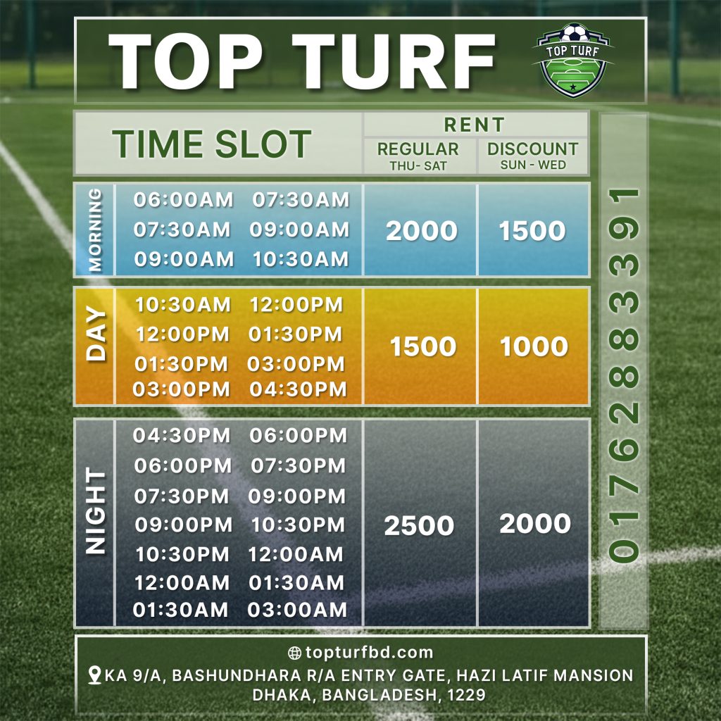 Top Turf time table chart